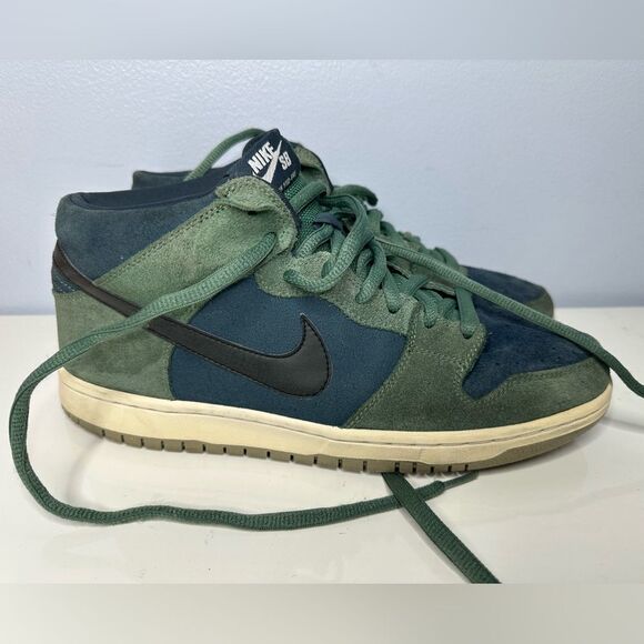 Nike SB Dunk Mid Pro Green 314383-304 vintage Retro 9.5 Suede black lava - Picture 1 of 9